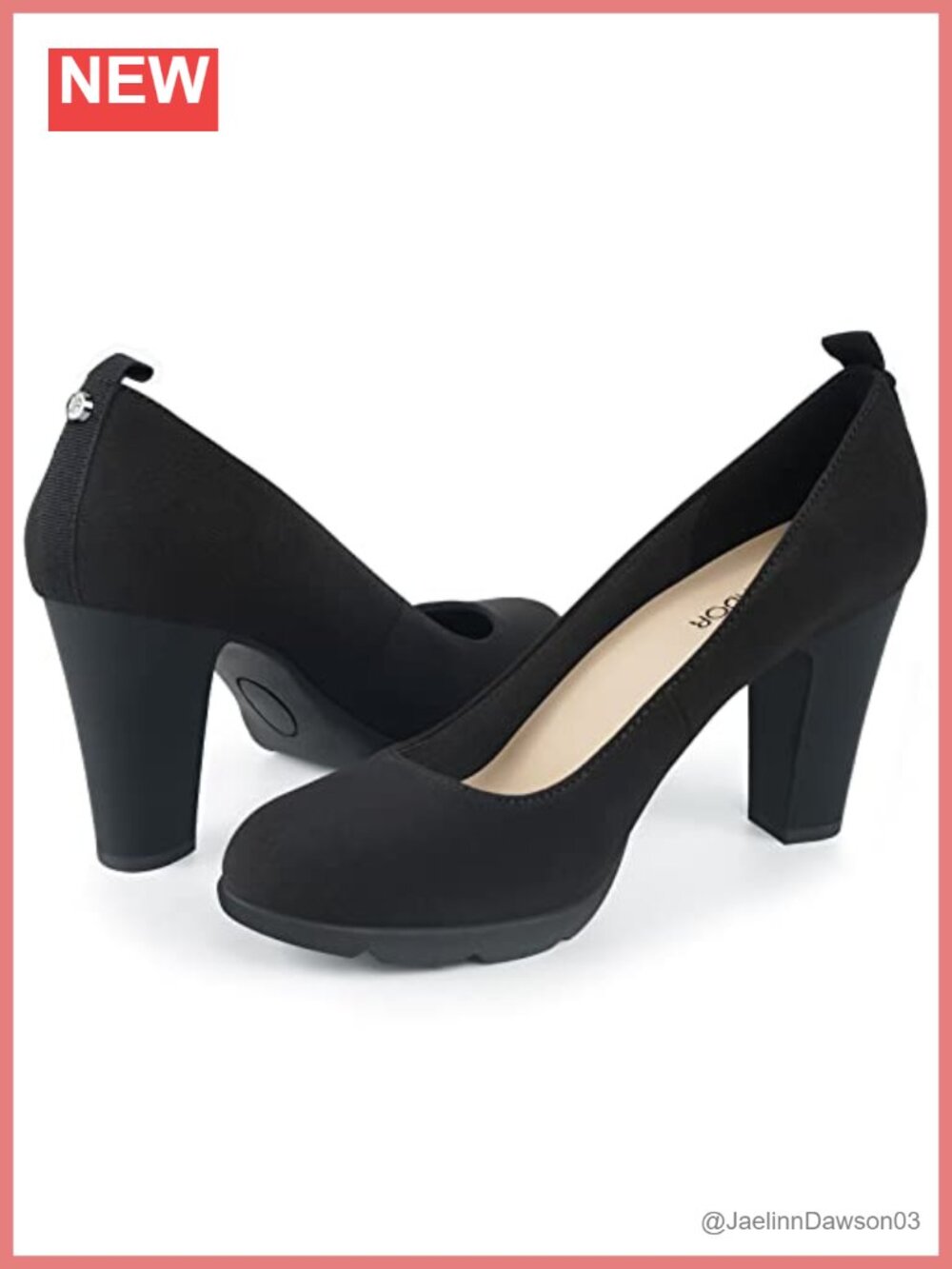 Women's Chunky Heel Platform Pumps, Closed Toe Round Toe Dress Shoes, Block